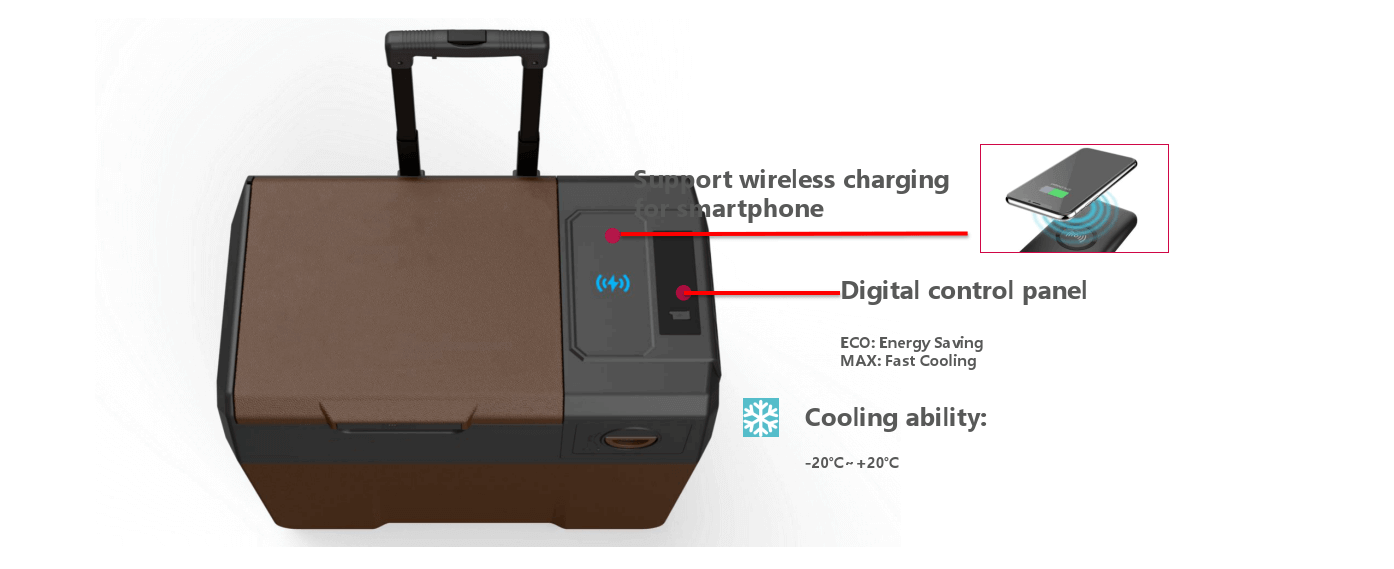 Wireless Charging for Smartphone and Digital control panel | Smeta portable fridge for car