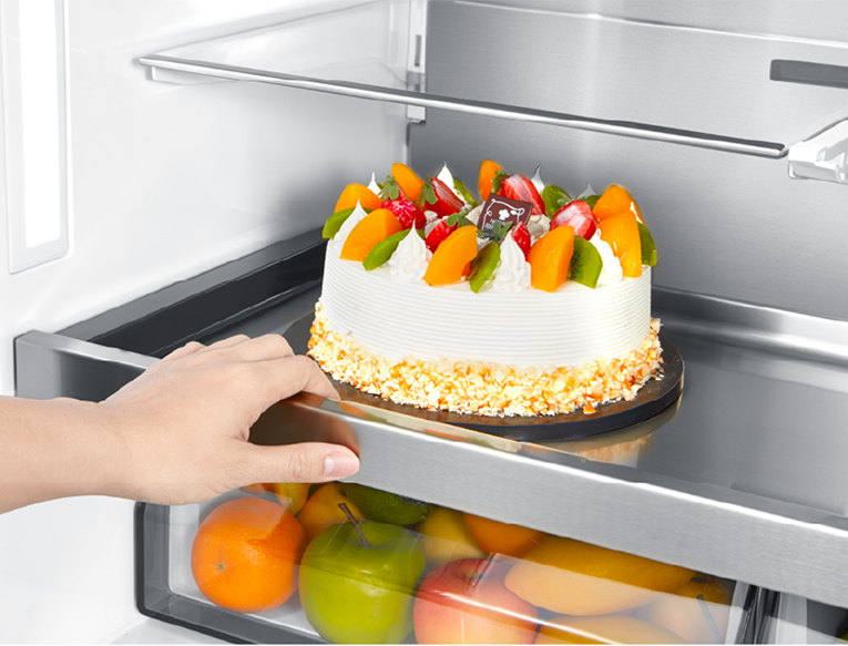Glide-out Tray | Smeta stainless steel refrigerator