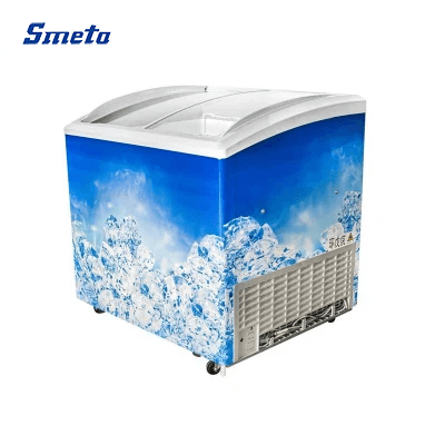 262L Curved Ice Cream Display Commercial Freezer Glass Door