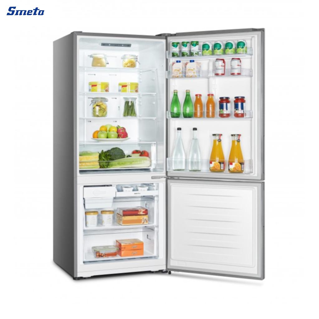 14.8 Cu. Ft. SS/White Double Door Bottom Freezer Refrigerator