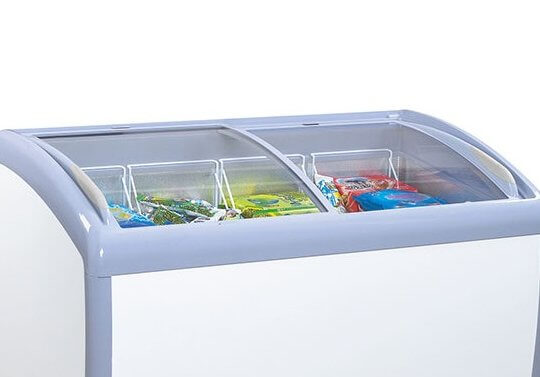 grey frame encourage customers to buy | Smeta glass top freezer