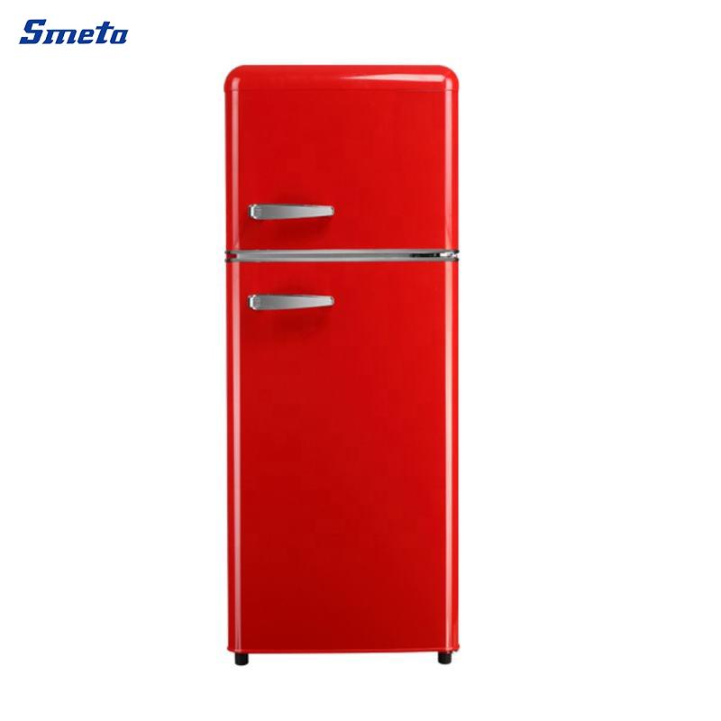 260L double door retro red fridge