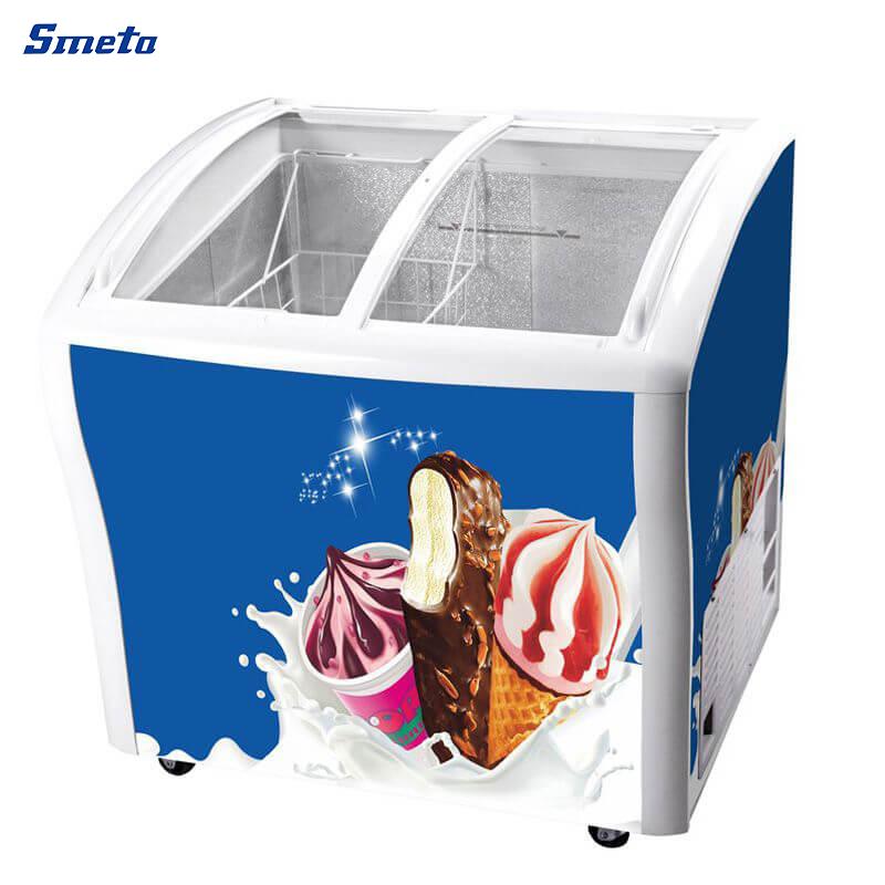 218L Commercial Chest Curved Glass Display Freezer