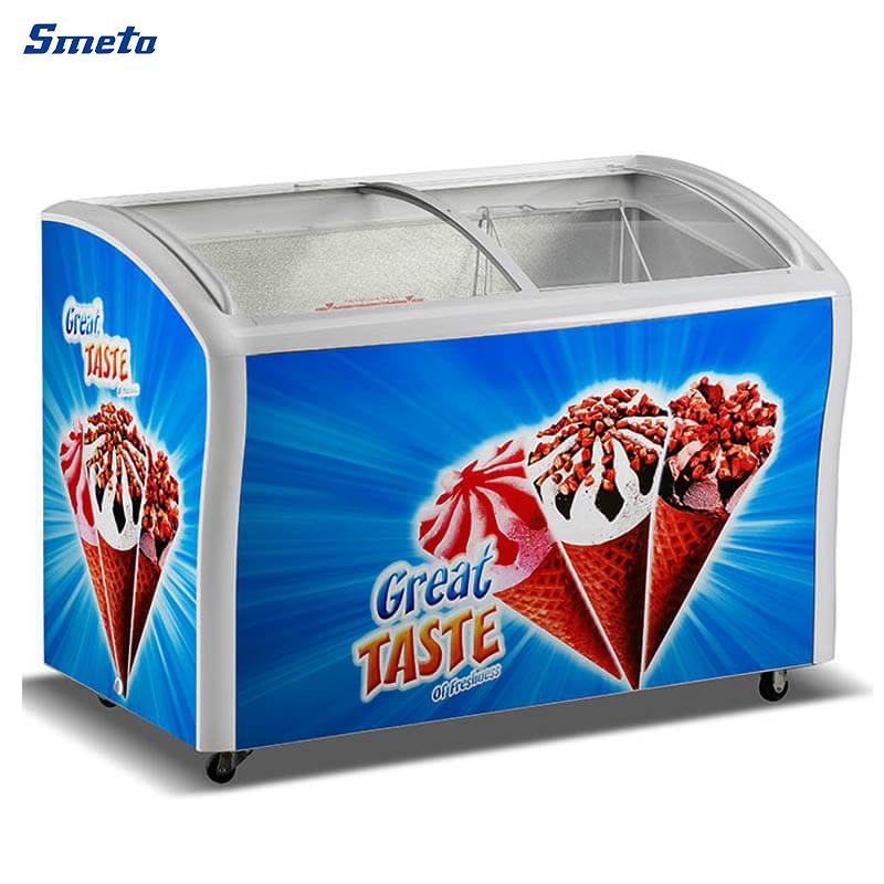 538L Large Commercial Chest Freezer Glass Top