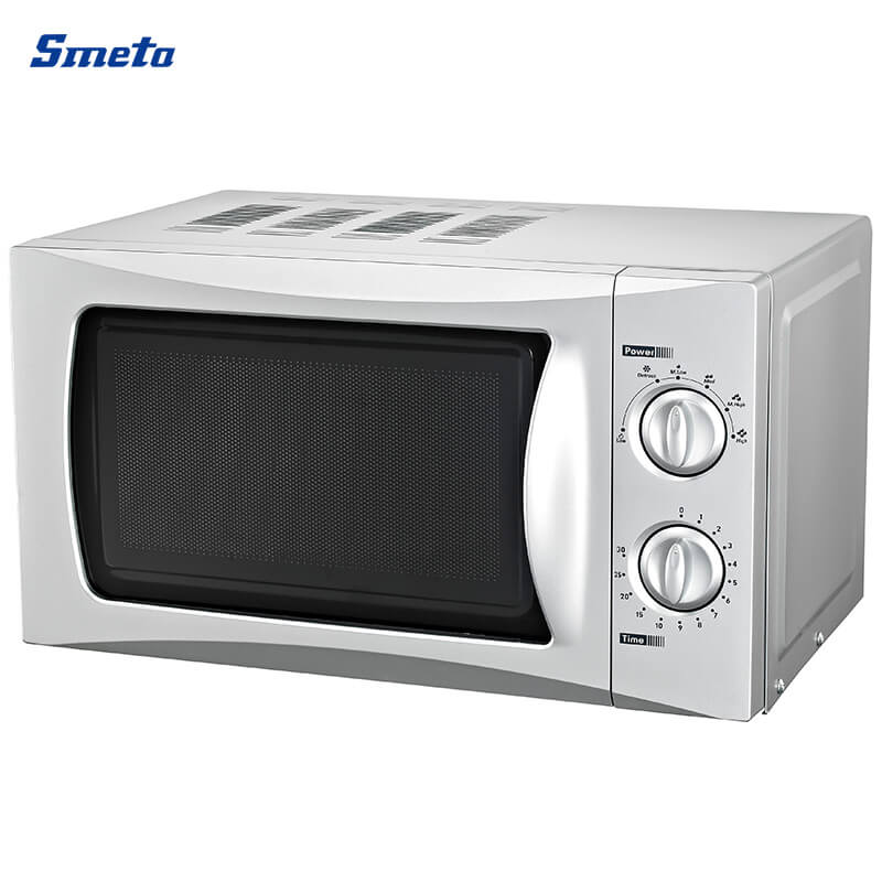 20L Small White/Silver Countertop Microwave Oven With Glass Turntable