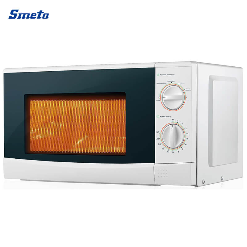 20L Small Smart White/Silver Countertop Microwave With Grill