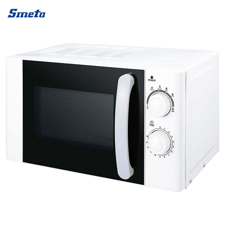 20L Small White/Silver Countertop Microwave Oven With Glass Turntable