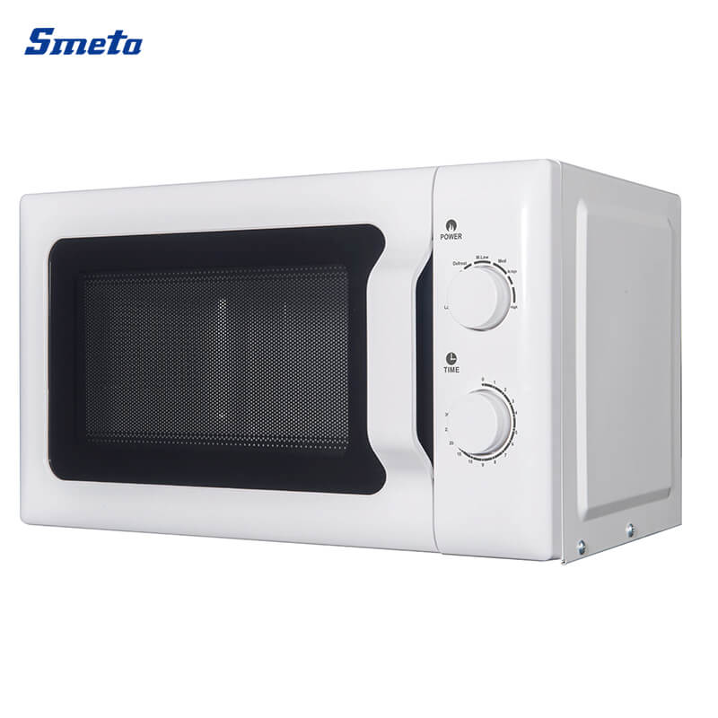 20L Small White/Silver Countertop Microwave Oven With Glass Turntable