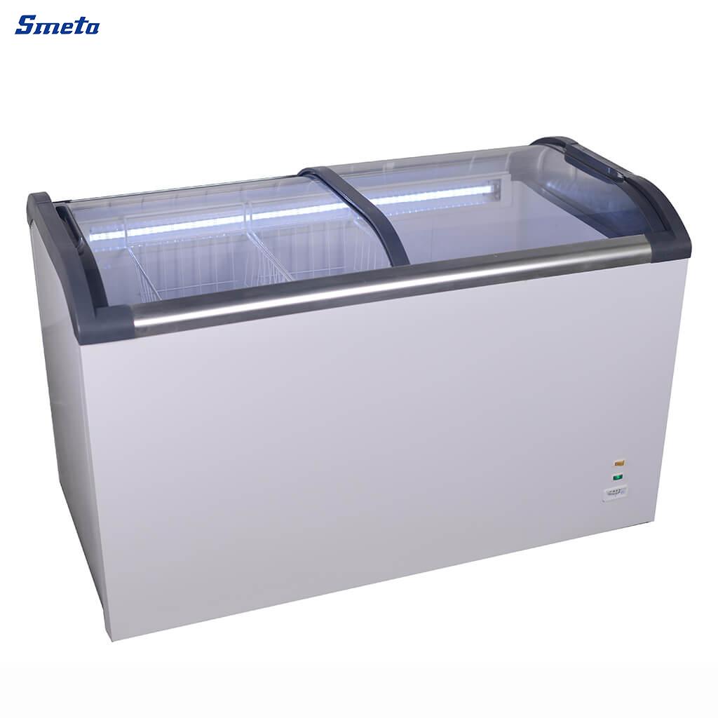 230~530L Double Curved Glass Top Ice Cream Chest Freezer