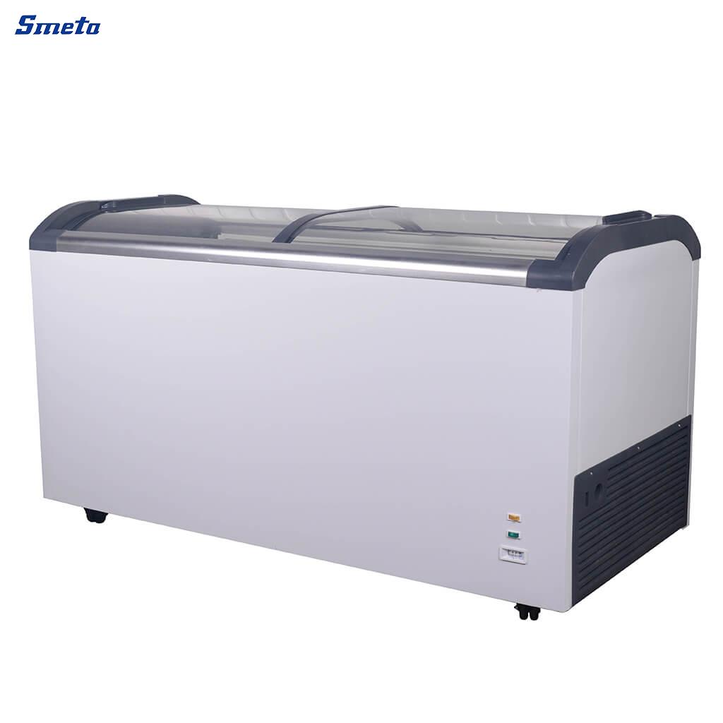 230~530L Double Curved Glass Top Ice Cream Chest Freezer