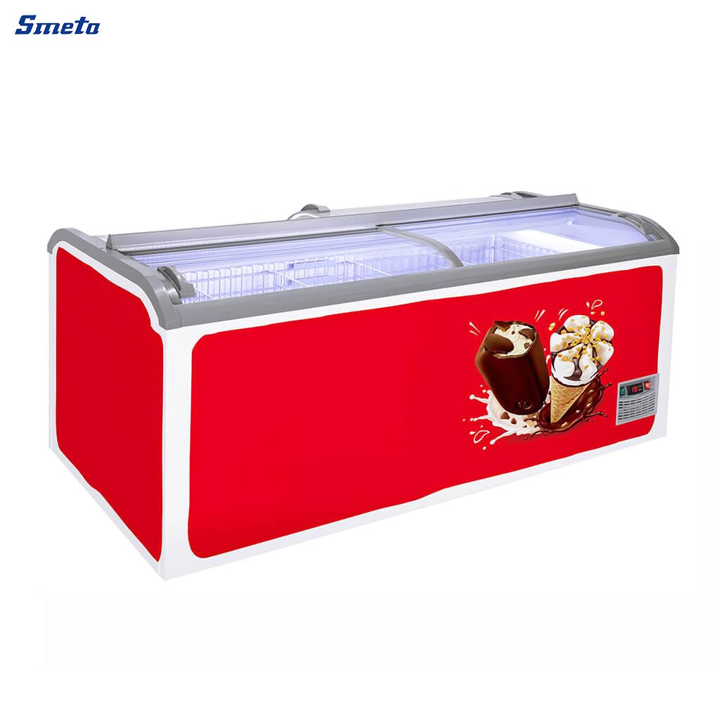 1000L Double Door Ice Cream Chest Freezer Sliding Door