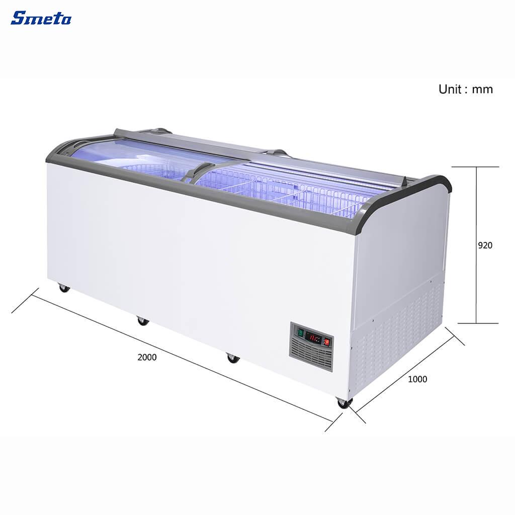 1000L Double Door Ice Cream Chest Freezer Sliding Door