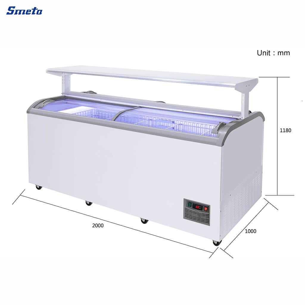 1000L Double Door Ice Cream Chest Freezer Sliding Door