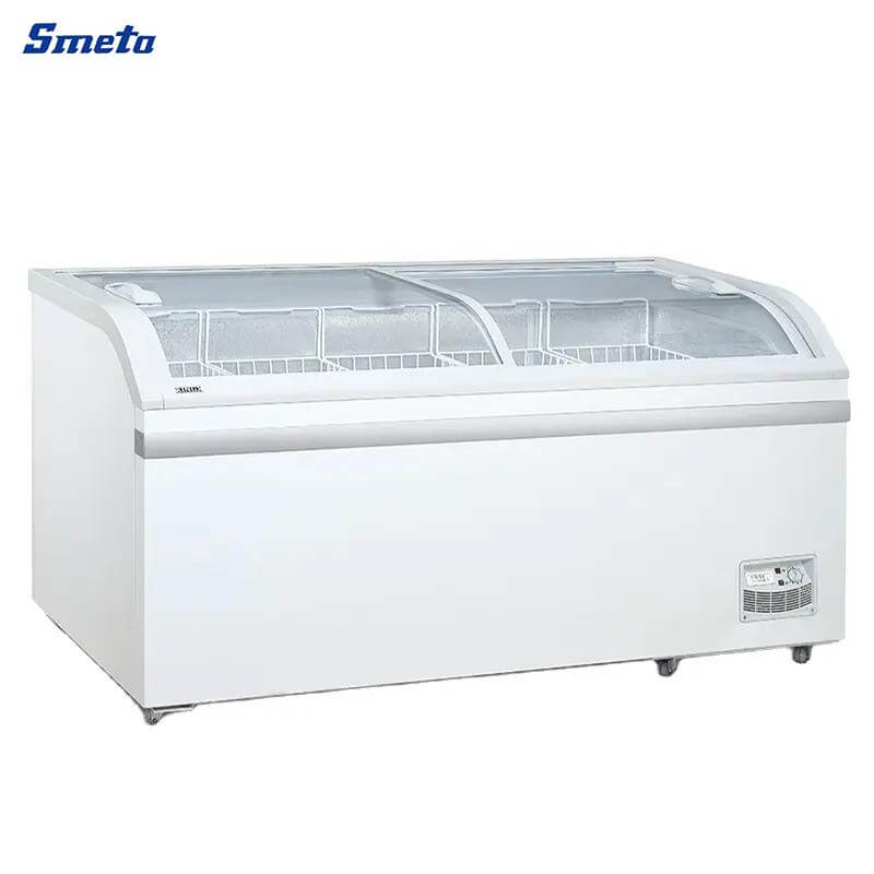 500~700L Glass Door Commercial Display Freezer Sliding Top