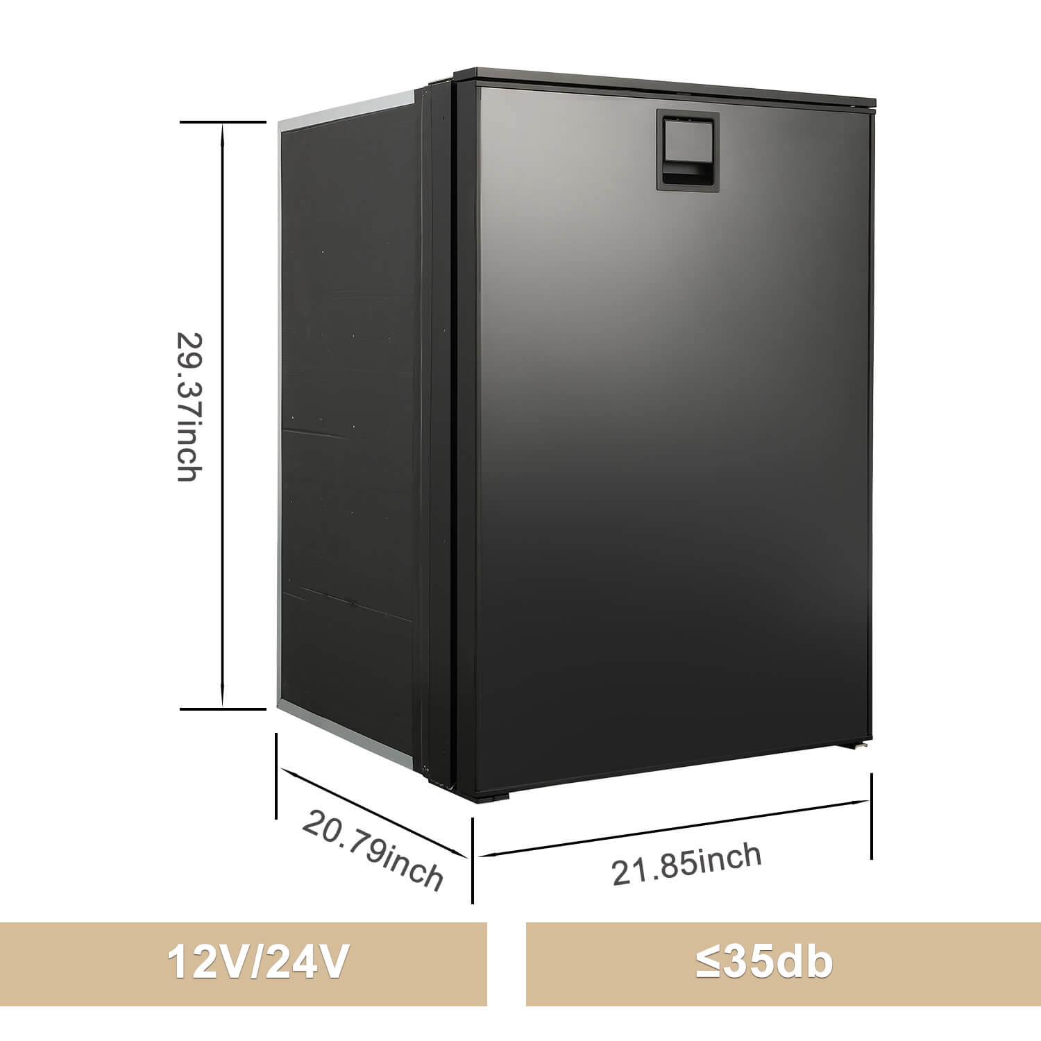 4.6 Cu.Ft. 12V Motorhome Refrigerator with Direct Cooling, Energy Efficient