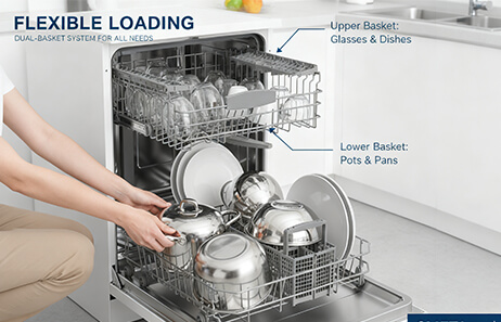 Flexible-Loading | Smeta best budget dishwasher TDF12-60BM-7617P-E5