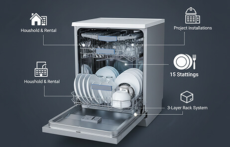 Large Capacity for Home, Apartment & Project Installations | Smeta dishwashers
