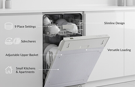 Compact Design for Slimline Installations | Smeta slimline integrated dishwasher