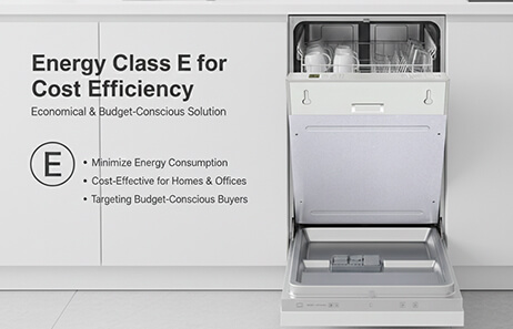Energy Class E for Cost Efficiency | Smeta slimline integrated dishwasher