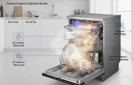 Hot Air Dry & UV Function | Smeta dishwashers