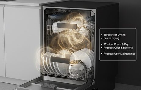 Turbo Heat Drying with Long-Term Freshness | Smeta dishwasher
