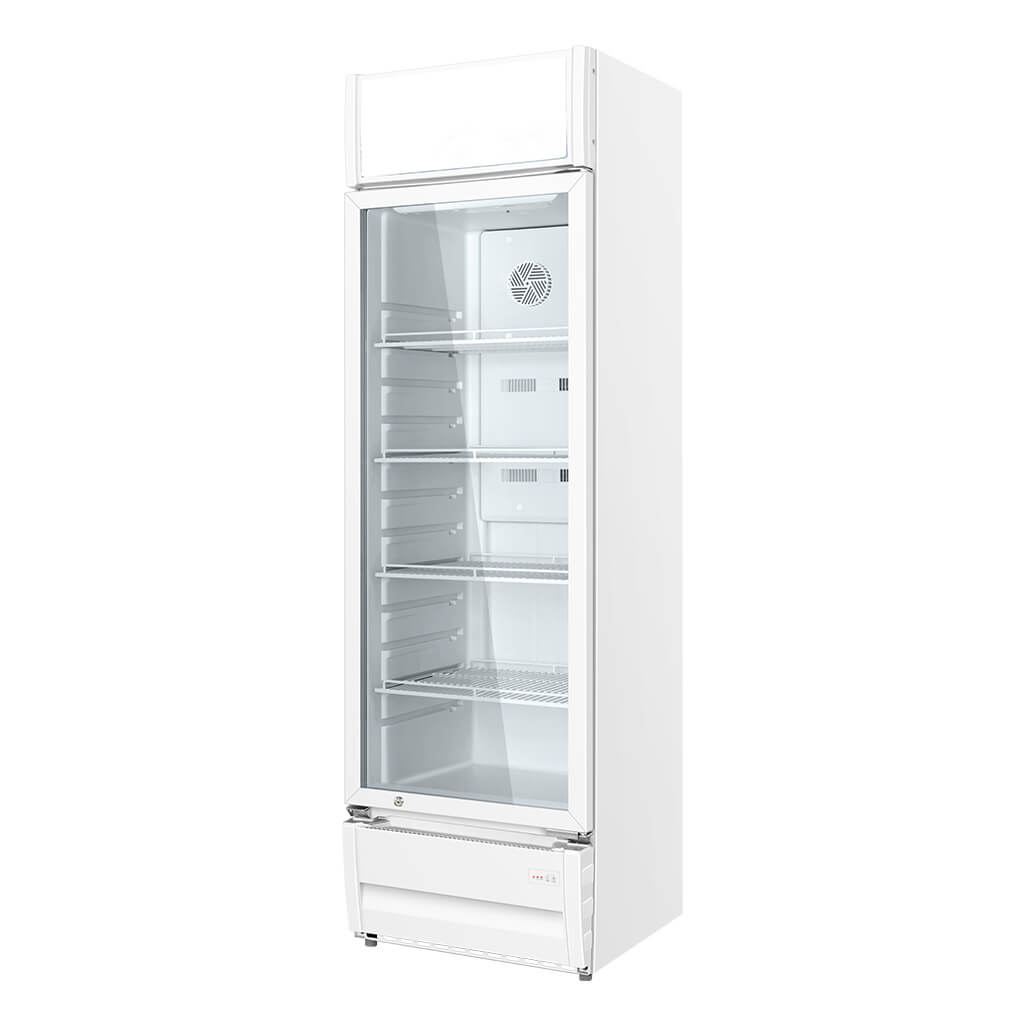 235/340L Single Door Commercial Refrigerator with Glass Display for Beverage & Retail Use