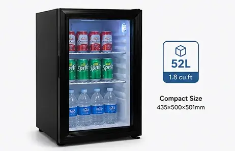 Compact 52L Capacity | Smeta mini beverage fridge