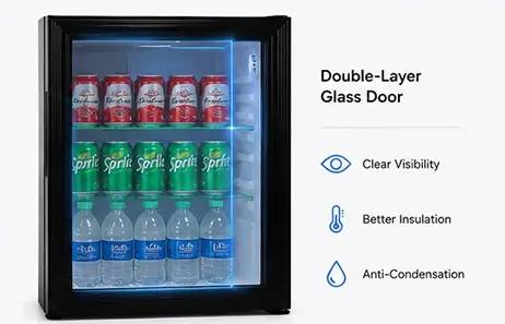 Double-Layer Glass Door | Smeta beverage refrigerator with glass door