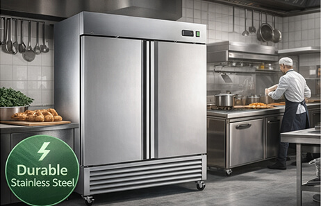 Built to Last with Durable Stainless Steel | Smeta reach in refrigerator