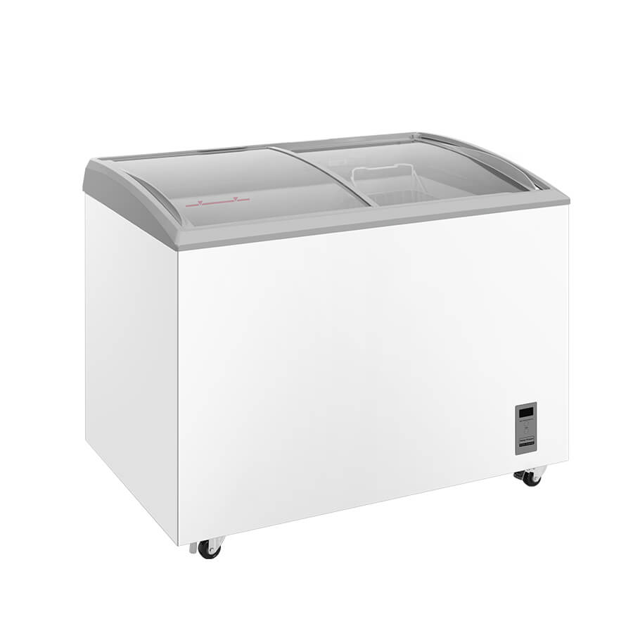 11.9 Cu.Ft. Commercial Ice Cream Chest Freezer – Glass Top Freezer for Ice Cream Storage