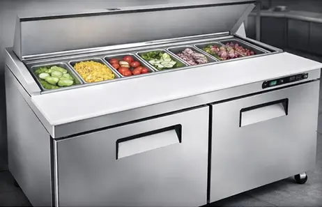 High-Capacity Ingredient Organization | Smeta sandwich prep table