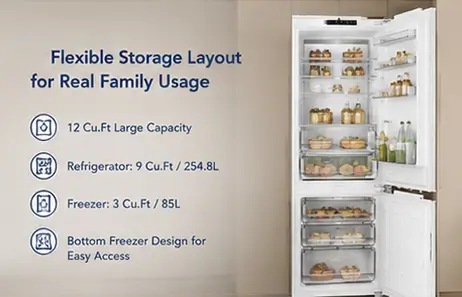 Flexible Storage Layout Designed for Real Family Usage | Smeta built in refrigerator