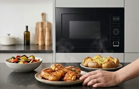 Modern Black Glass Design | Smeta black built in microwave TMB90-25LKMM(8C)