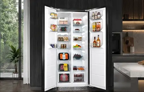 Spacious 400L Side by Side Storage Design | Smeta integrated side by side fridge freezer