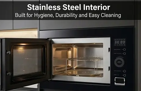 Stainless Steel Cavity | Smeta black built in microwave TMB90-25LKMM(8C)