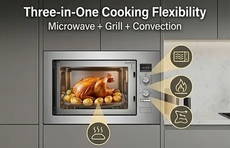 Three-Cooking-Functions | Smeta built in microwave oven TMB100-34LBMM(8S)