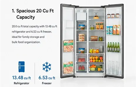 Spacious 20 Cu Ft Capacity | Smeta 20cu ft refrigerator