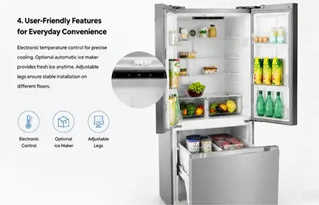 User Friendly Features for Everyday Convenience | Smeta 33 inch french door refrigerator