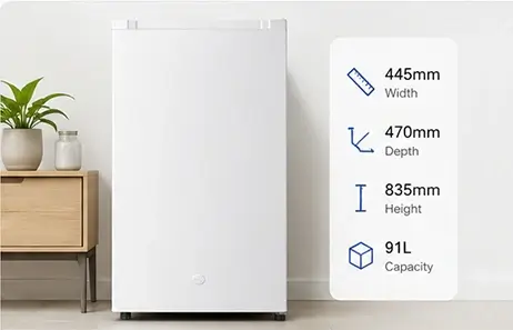 Compact 91L Capacity | Smeta small fridge for bedroom