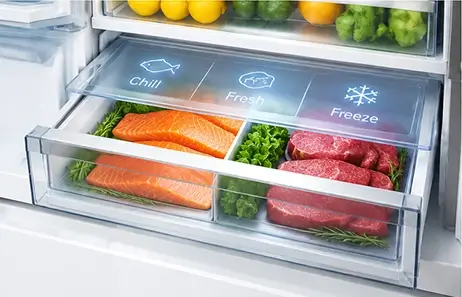 Dedicated Freezer Space | Smeta fridge with ice maker and water dispenser