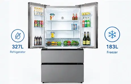 French Door Configuration with Flexible Storage Layout | Smeta tall fridge with water dispenser