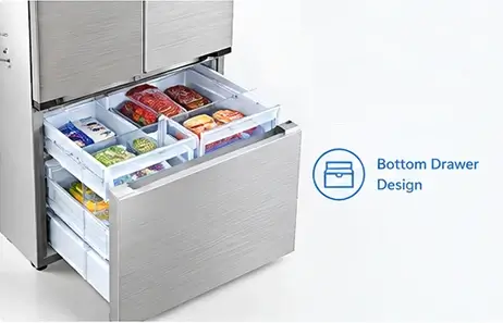 Large Freezer Space with Convenient-Drawers | Smeta french style refrigerator