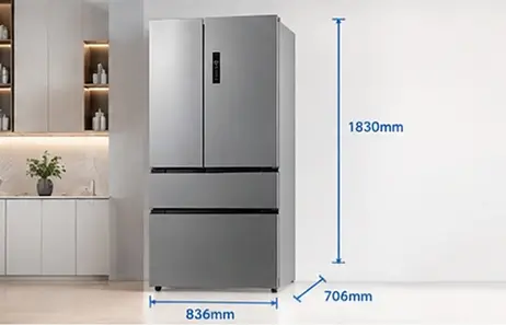 Modern Design with Tall Cabinet Profile | Smeta french door refrigerator and freezer