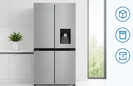 Quiet Operation for Residential Kitchen Environments | Smeta fridge with ice maker and water dispenser