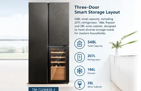 Three Door Smart Storage Layout | Smeta side by side door refrigerator