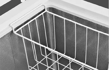 Smeta Freezer - Aluminium Inside cabinet walls and White wire basket
